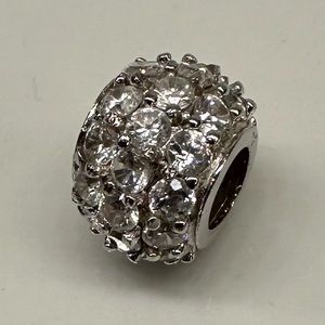 STERLING SILVER Cubic Zirconia Charm / Bead Pendant